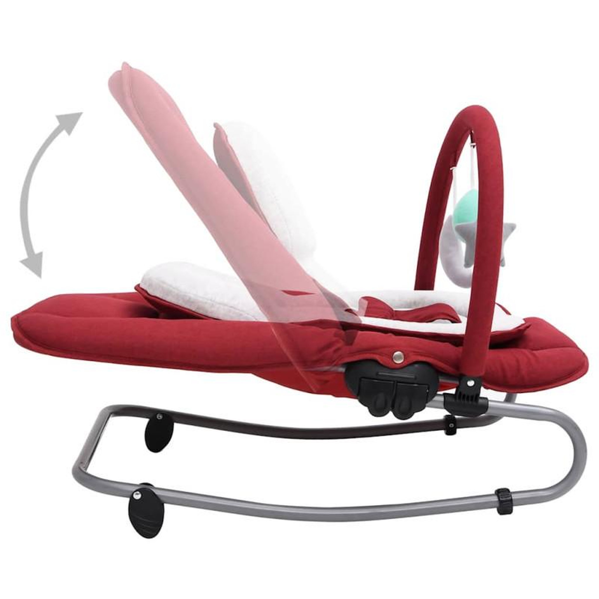 Voir la diapositive 6 : VIDAXL Transat pour bébé Rouge Acier