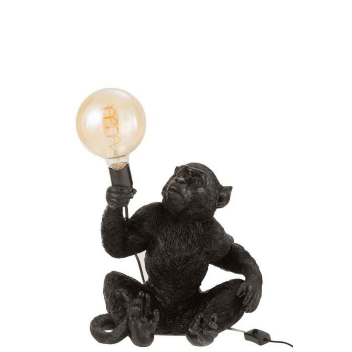 Paris Prix Lampe à Poser Déco  Singe Assis  37cm Noir