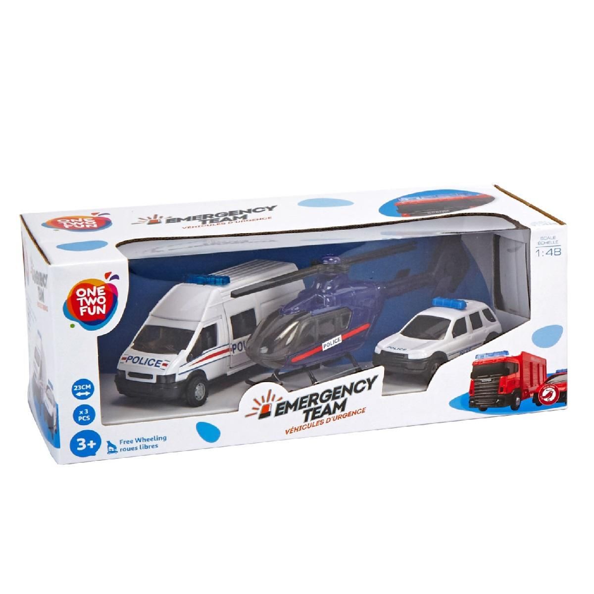 One Two Fun Pack de 3 véhicules Equipe d'urgence