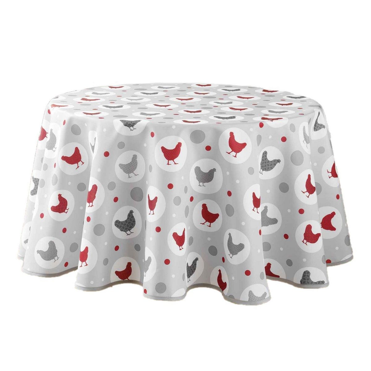 Douceur d'Intérieur Nappe ronde antitache Plumette - Diam. 180 cm - Gris