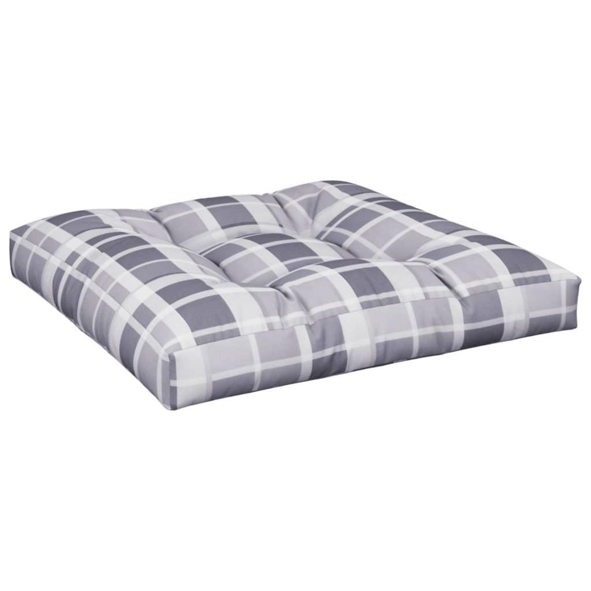 VIDAXL Coussins de palette lot de 2 motif a carreaux gris tissu