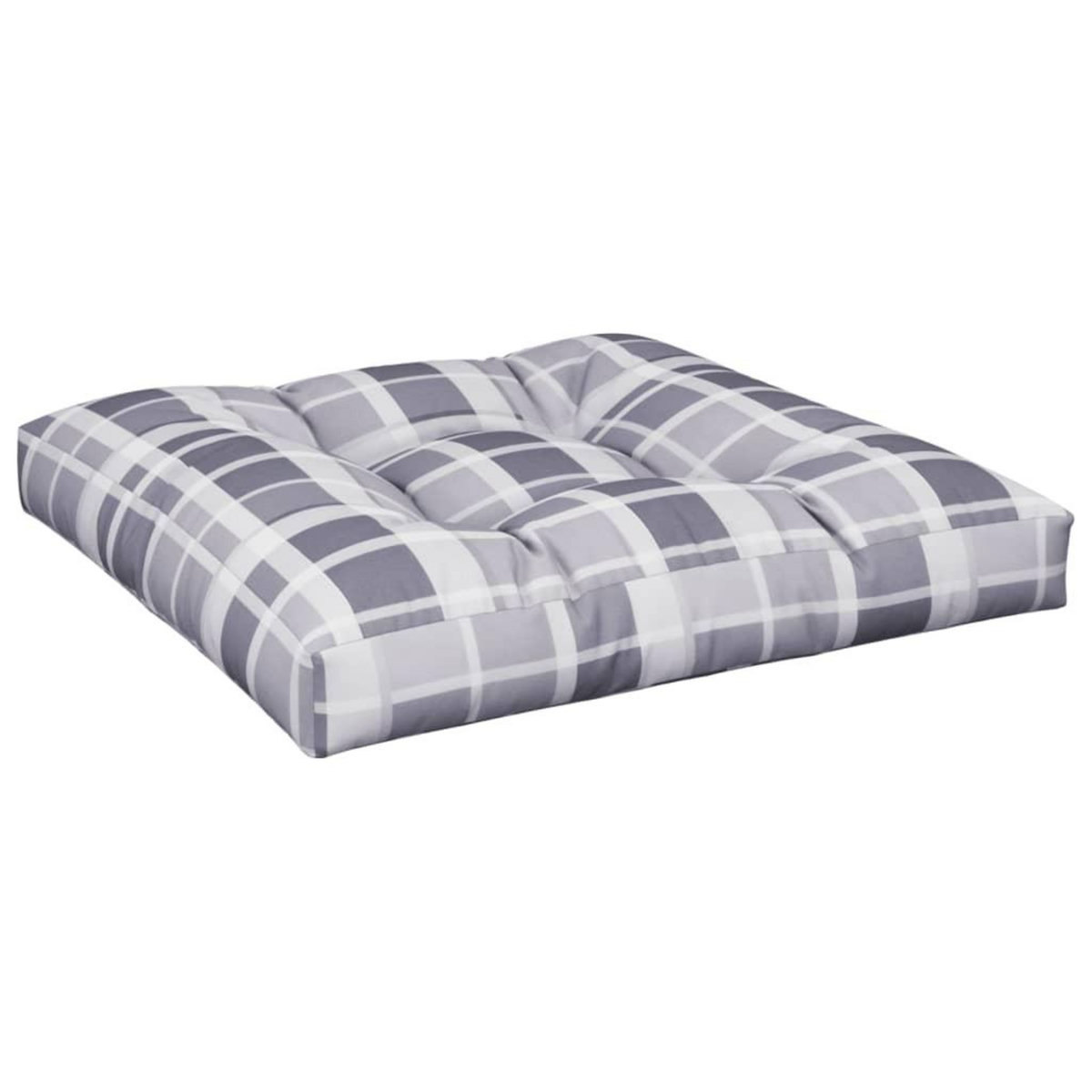 VIDAXL Coussins de palette lot de 2 motif a carreaux gris tissu