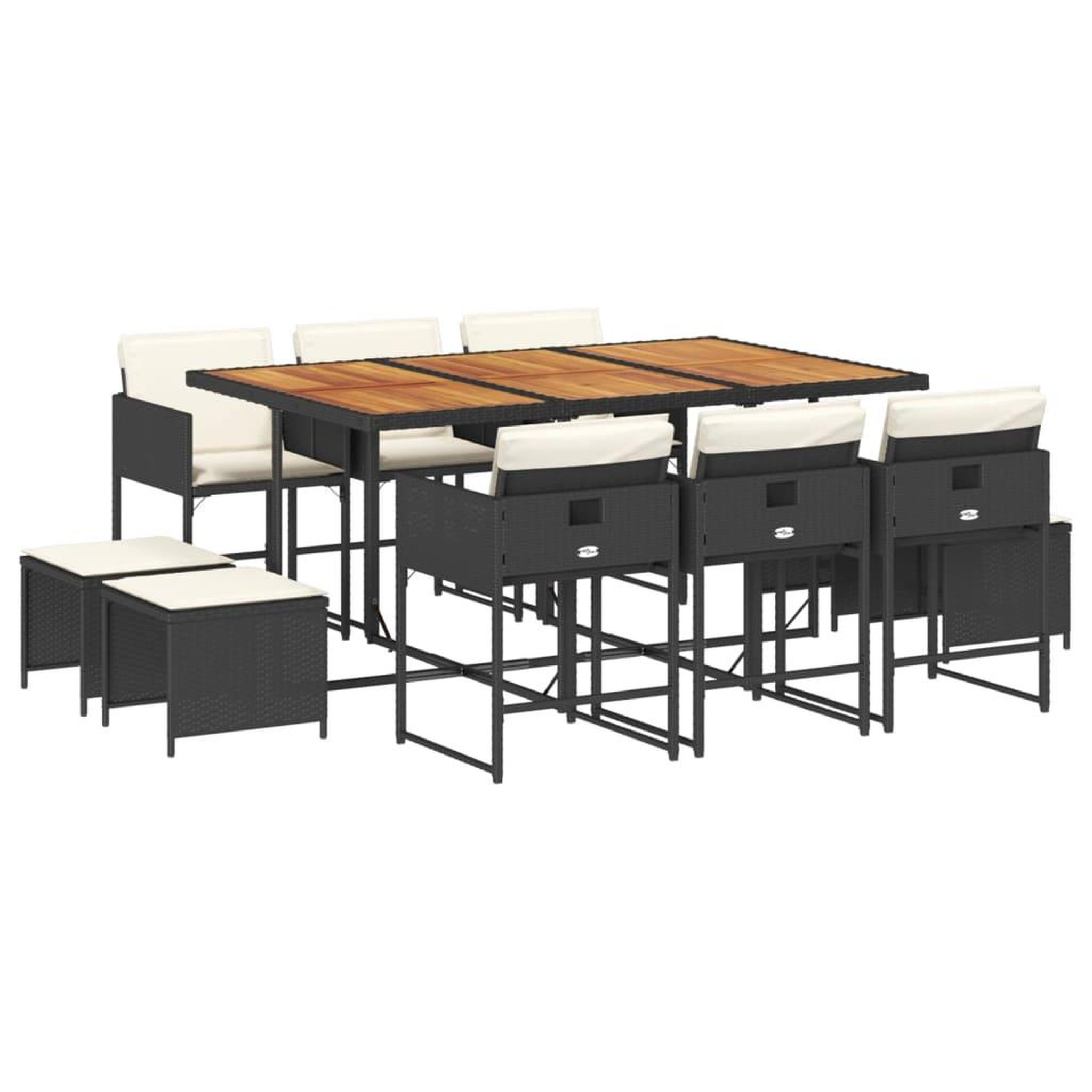 Voir la diapositive 2 : VIDAXL Ensemble a manger de jardin 11 pcs coussins noir resine tressee