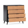 Voir la diapositive 3 : VS VENTA-STOCK Commode de nuit Denis 4 tiroirs couleur Noir/Bois