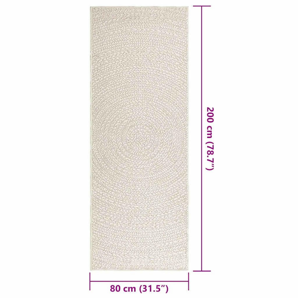 VIDAXL Tapis ZIZUR creme 80x200 cm aspect de jute interieur exterieur