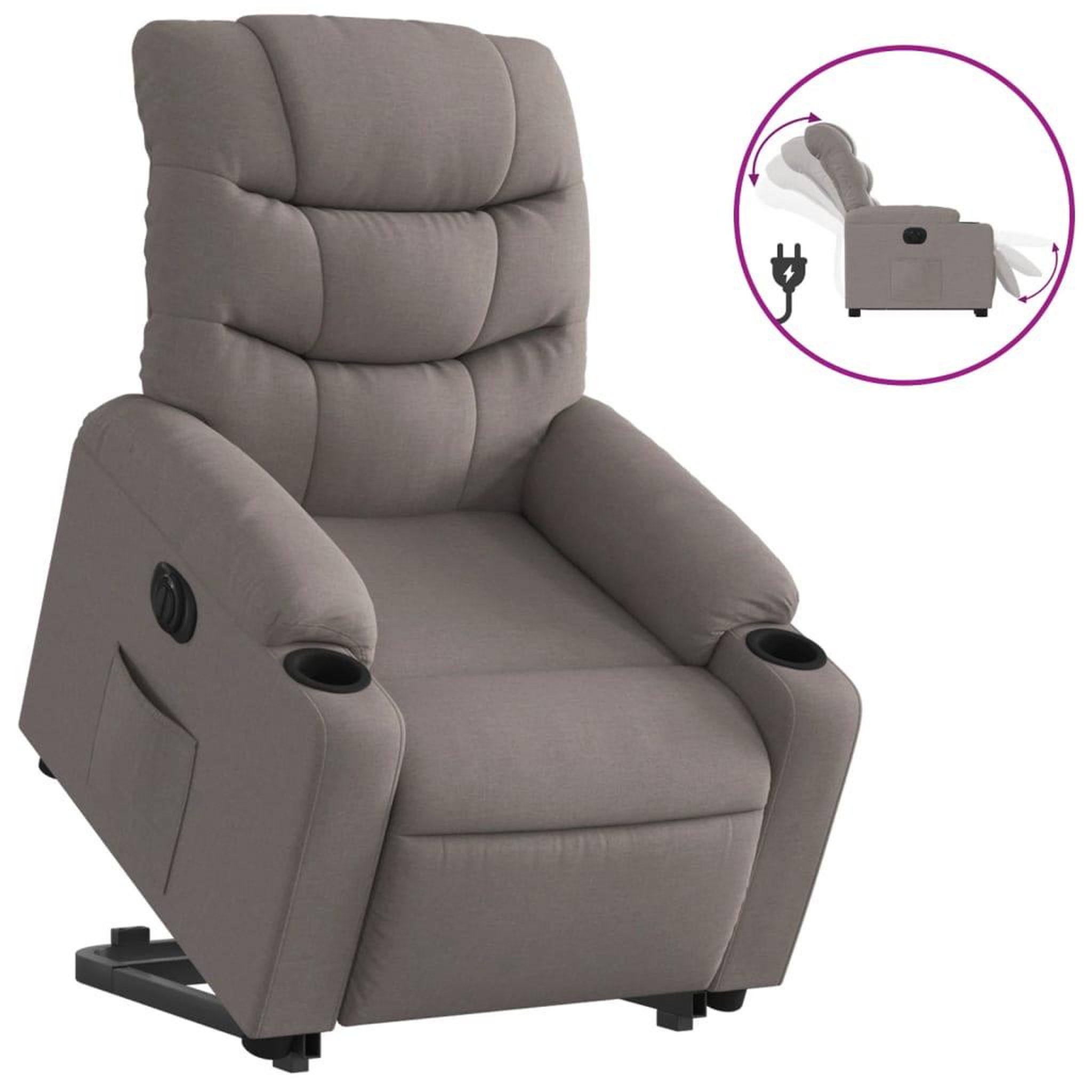 Voir la diapositive 2 : VIDAXL Fauteuil inclinable electrique taupe tissu
