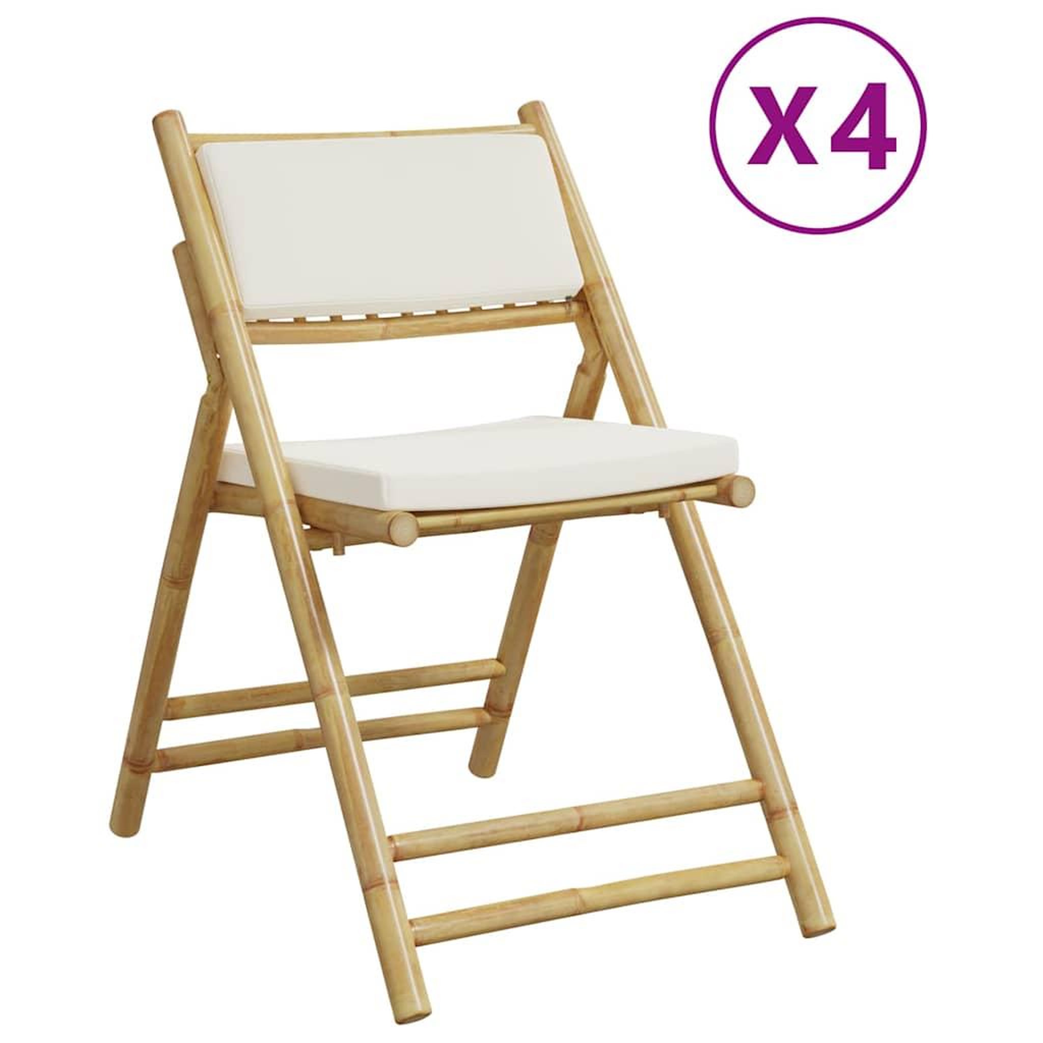 Voir la diapositive 2 : VIDAXL Chaises de bistro pliantes lot de 4 et coussins blanc creme