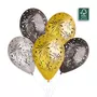  50 Ballons Feu d'artifice - 33 Cm - Argent, Doré et Noir