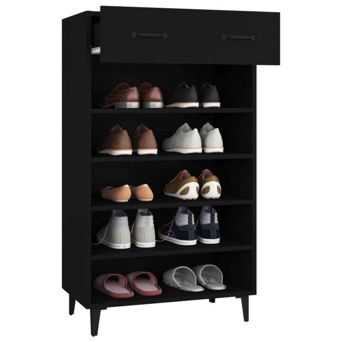 VIDAXL Armoire a chaussures Noir 60x35x105 cm Bois d'ingenierie