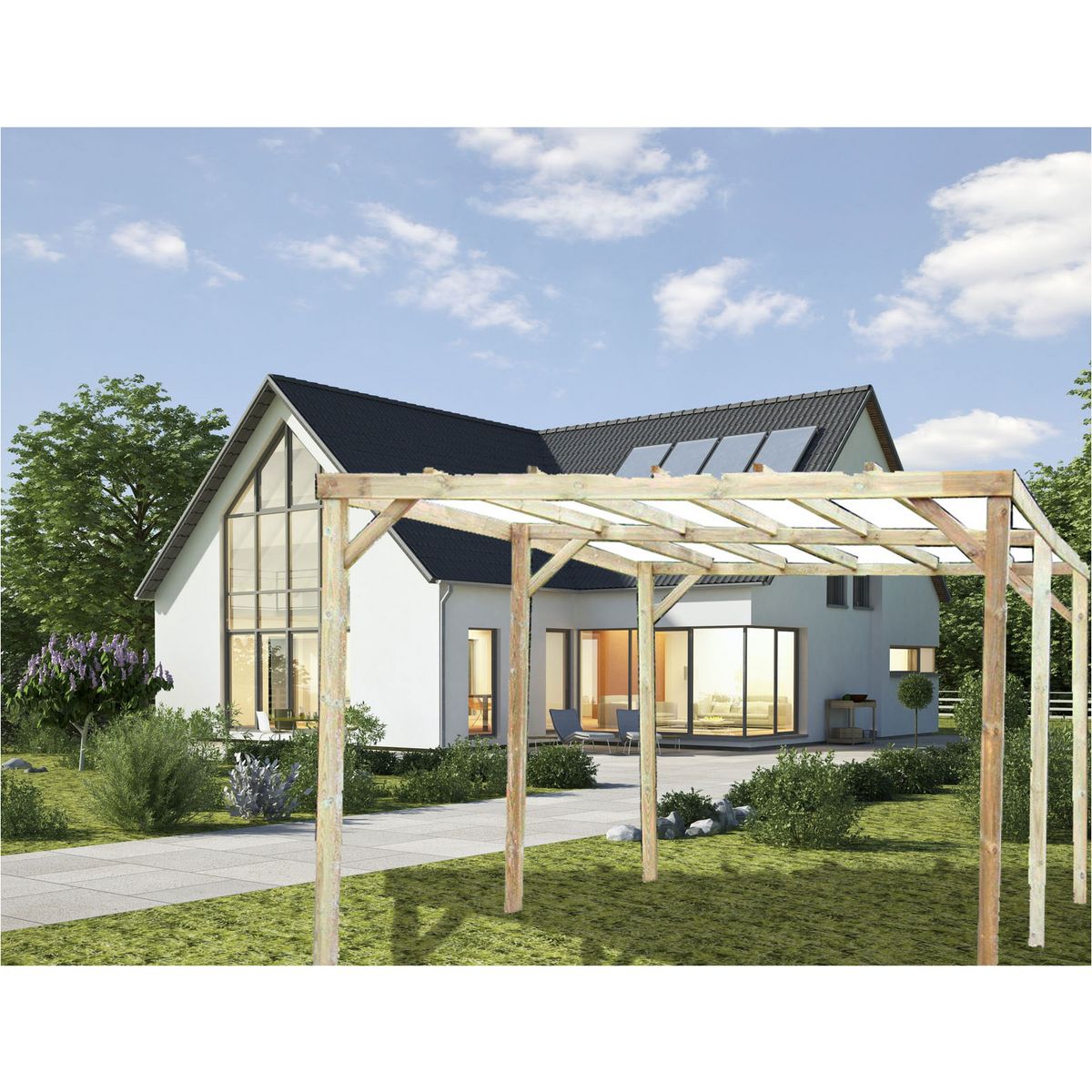 Hisense Carport bois Berga 1 voiture