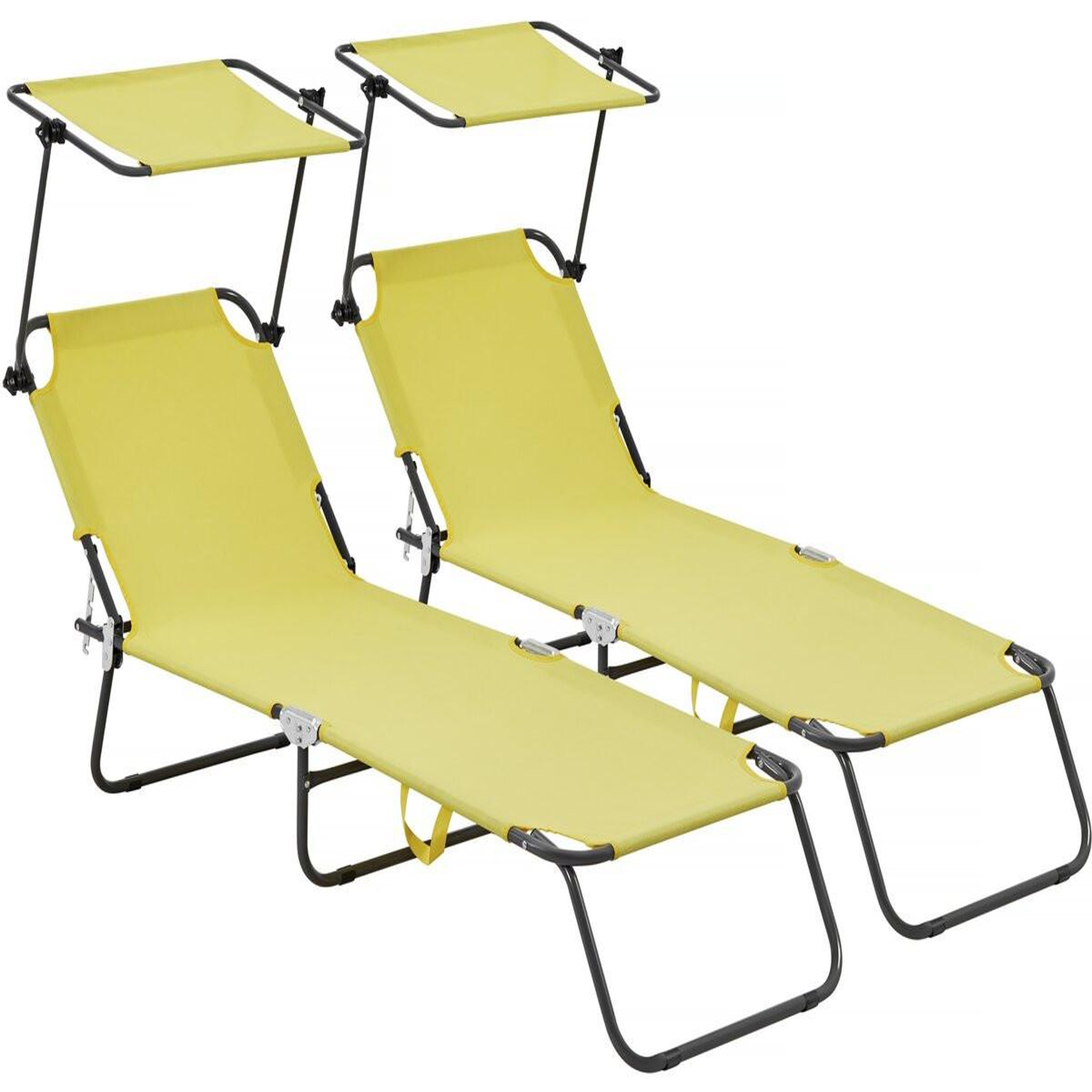 Habitat et Jardin Lt de 2 bains de soleil pliable  lazy  - avec pare soleil - jaune
