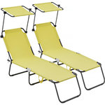 Habitat et Jardin Lt de 2 bains de soleil pliable  Lazy  - Avec pare soleil - Jaune