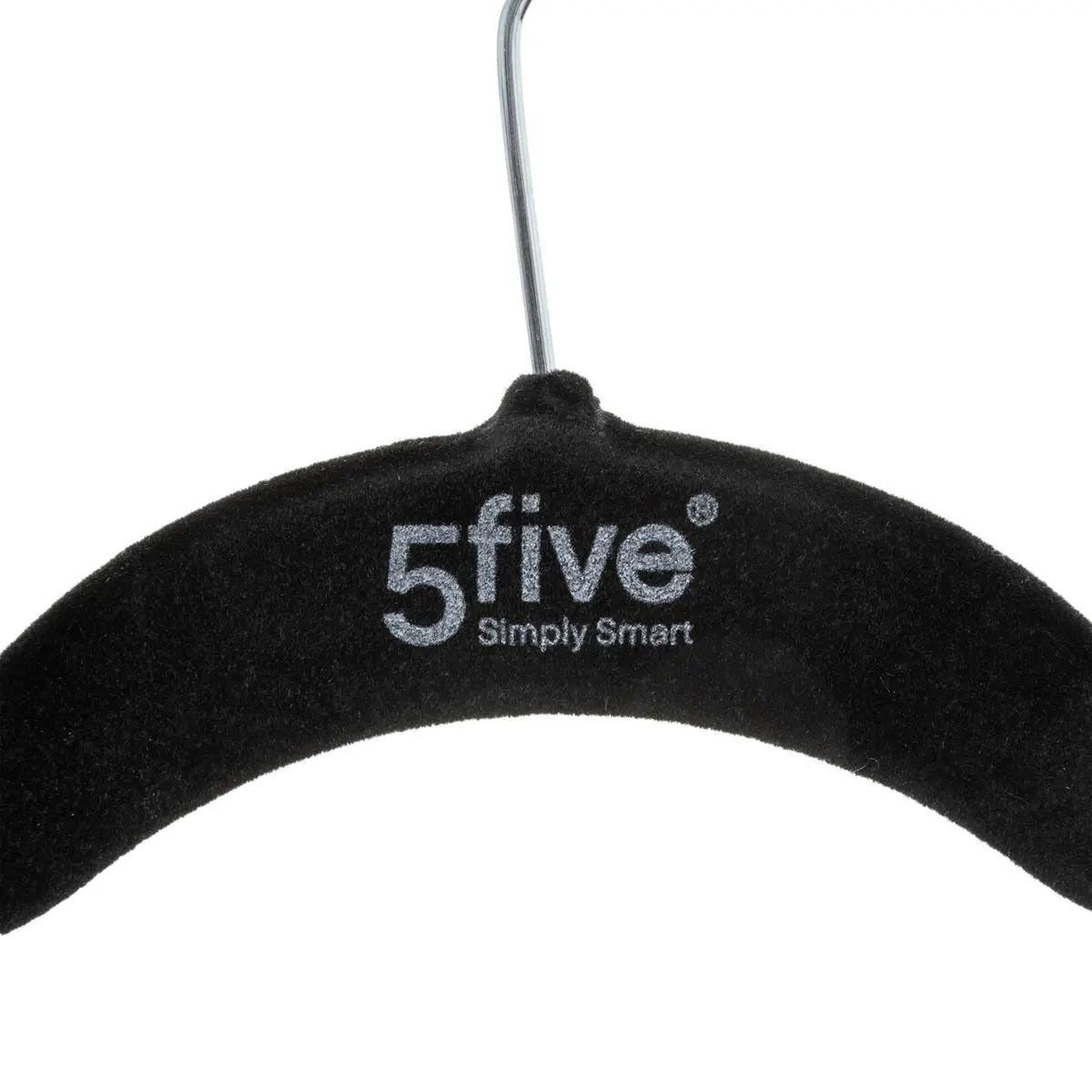 Voir la diapositive 3 : FIVE Lot de 2 cintres feutrine  4 pantalons  45cm noir