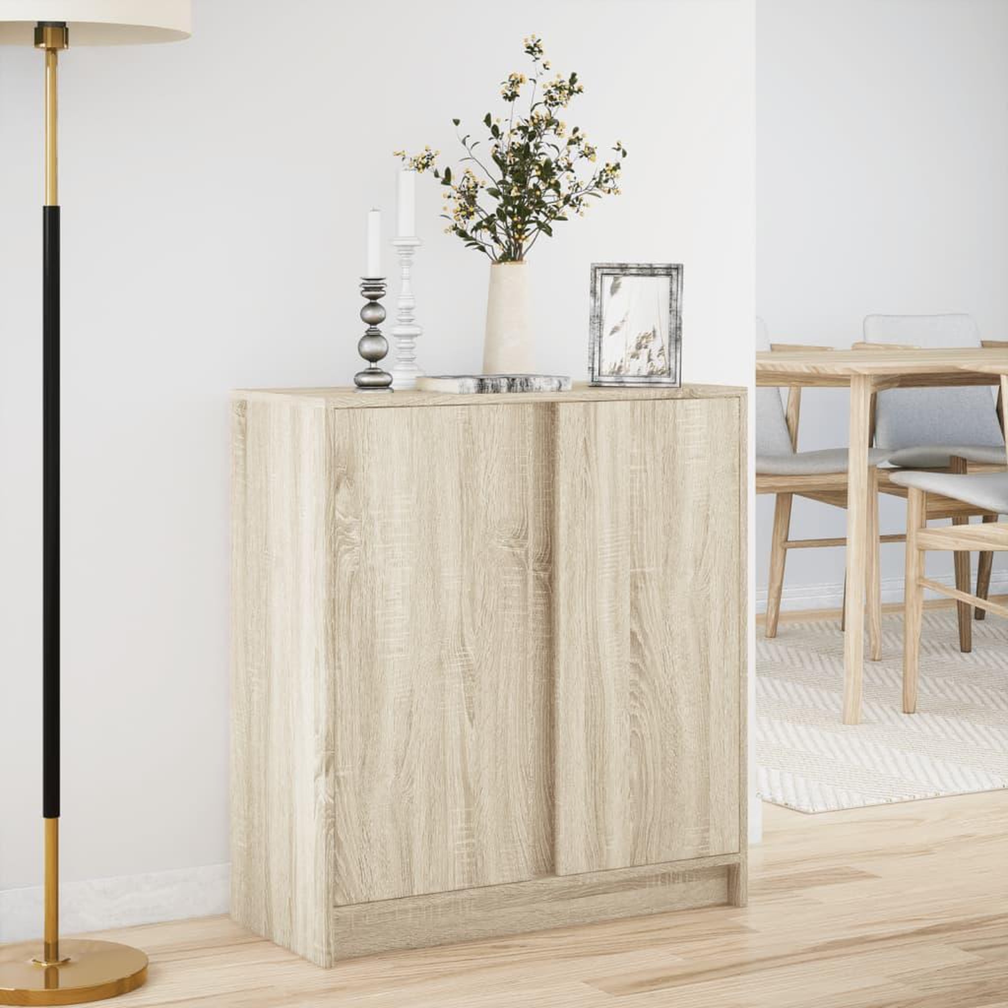 Voir la diapositive 4 : VIDAXL Buffet avec LED chene sonoma 77x34x85 cm bois d'ingenierie