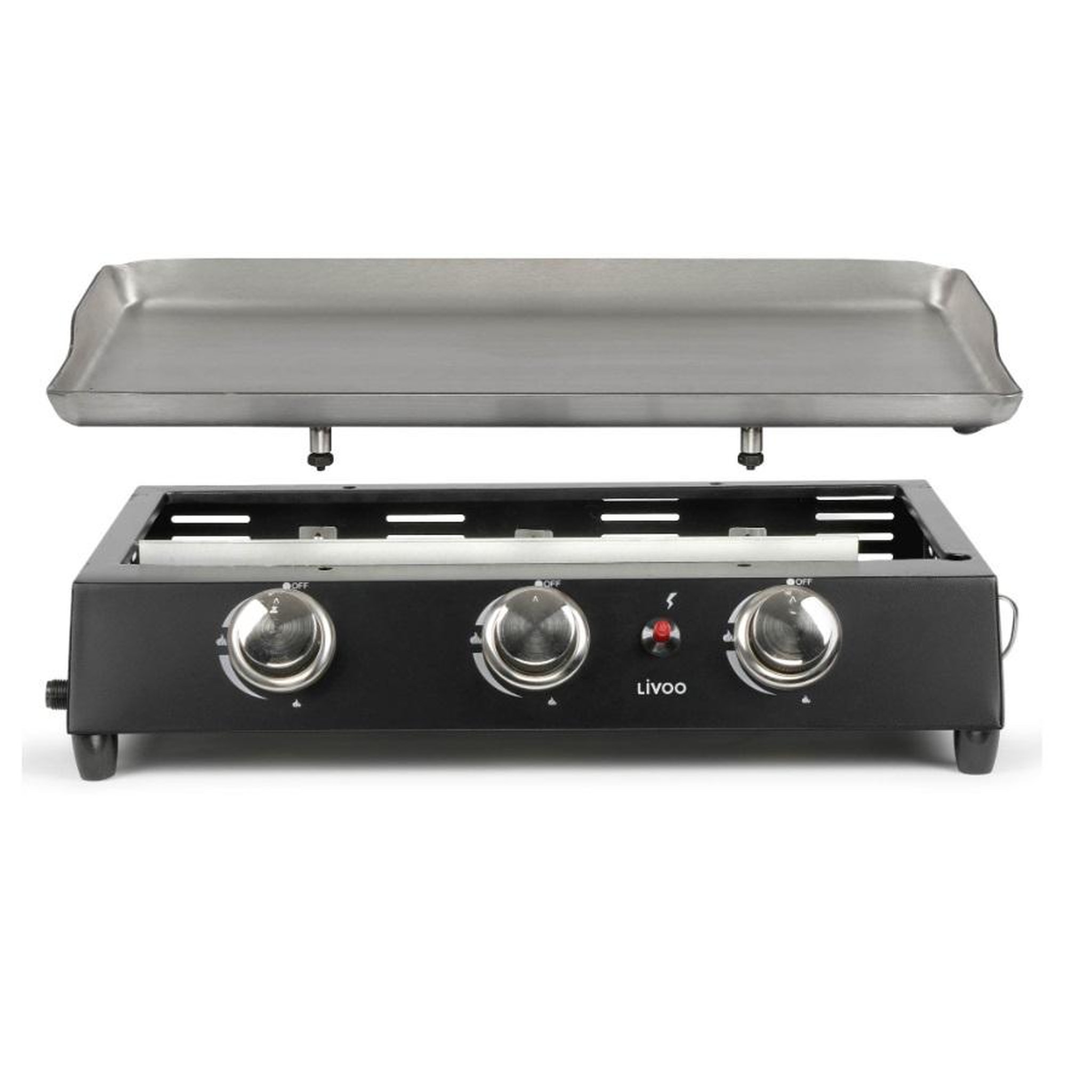 Voir la diapositive 4 : LIVOO Plancha gaz 7200w en métal noir - doc249