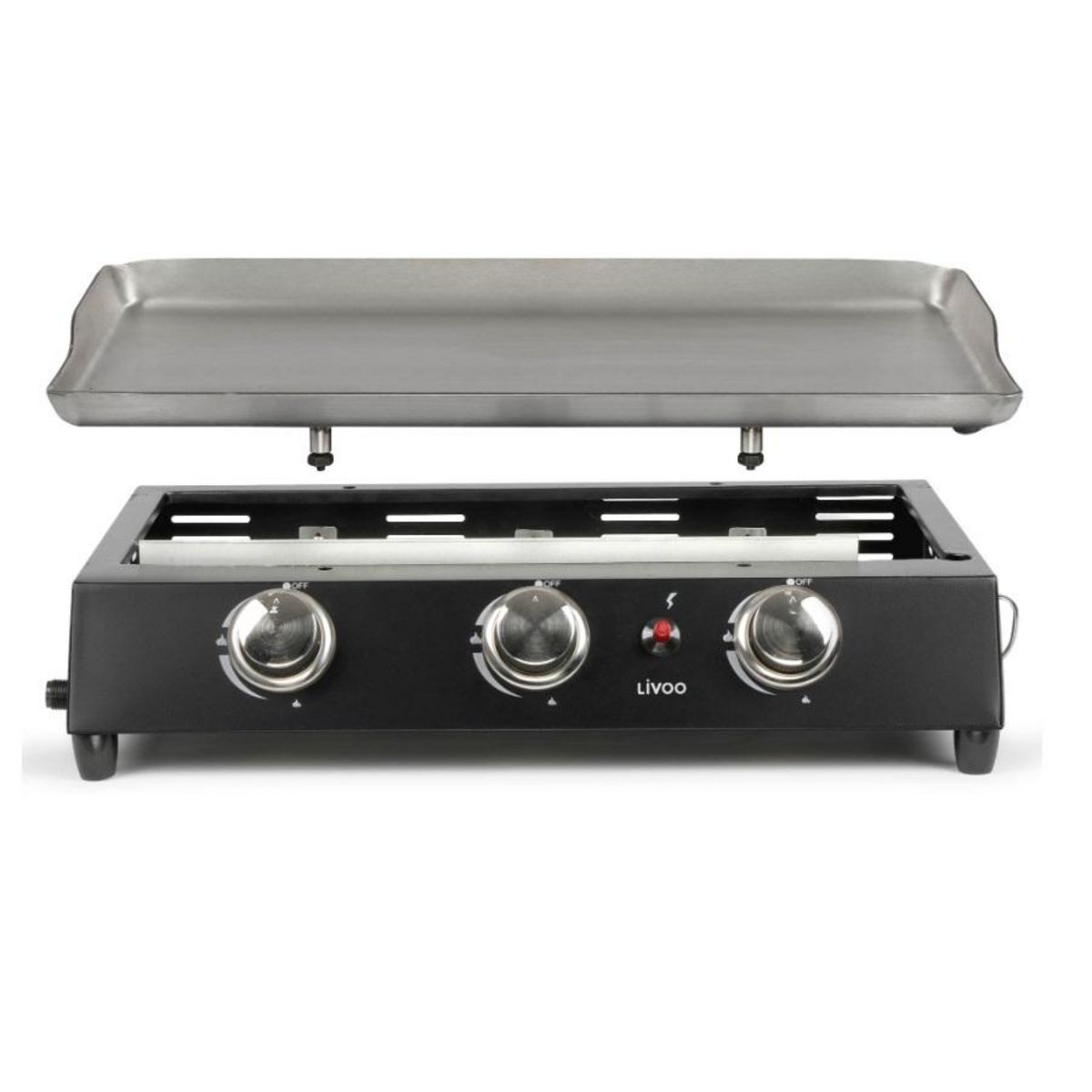 LIVOO Plancha gaz 7200w en métal noir - DOC249