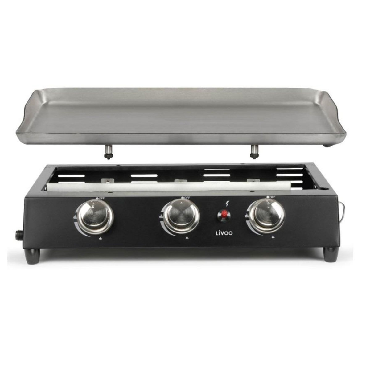 LIVOO Plancha gaz 7200w en métal noir - DOC249