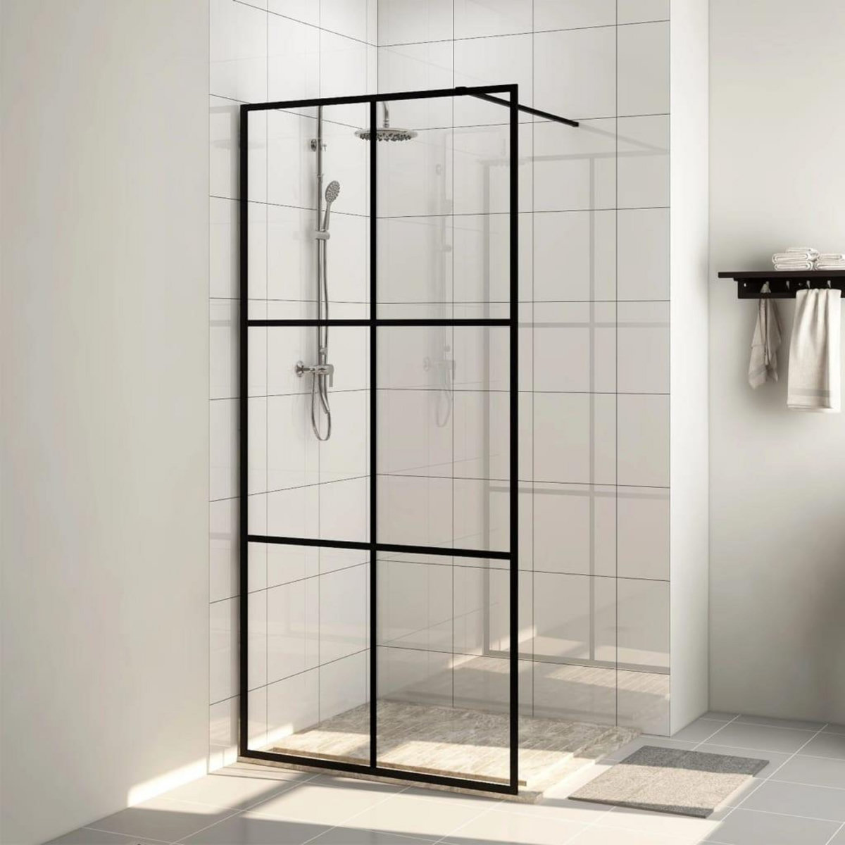 VIDAXL Paroi de douche avec verre ESG transparent 80x195 cm Noir
