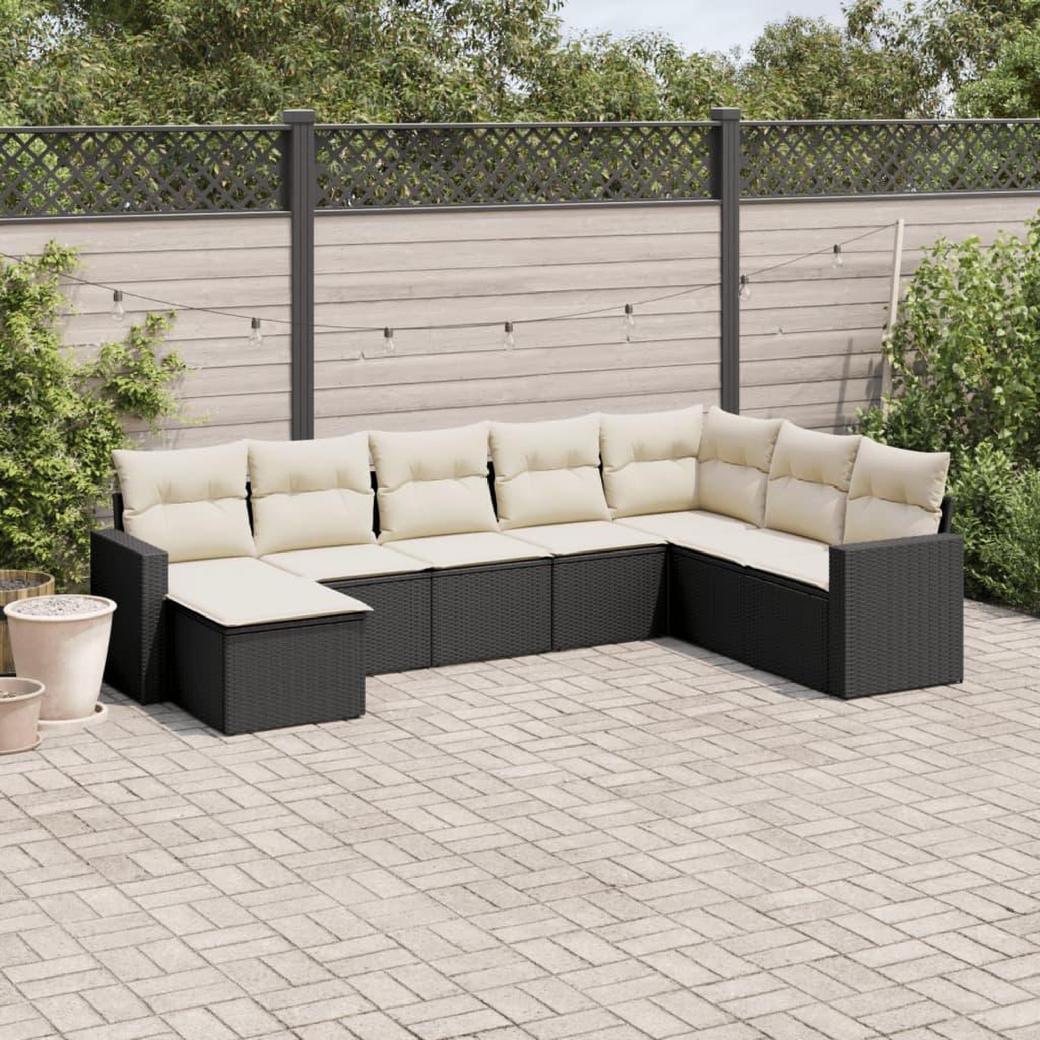 VIDAXL Salon de jardin 8 pcs avec coussins noir resine tressee