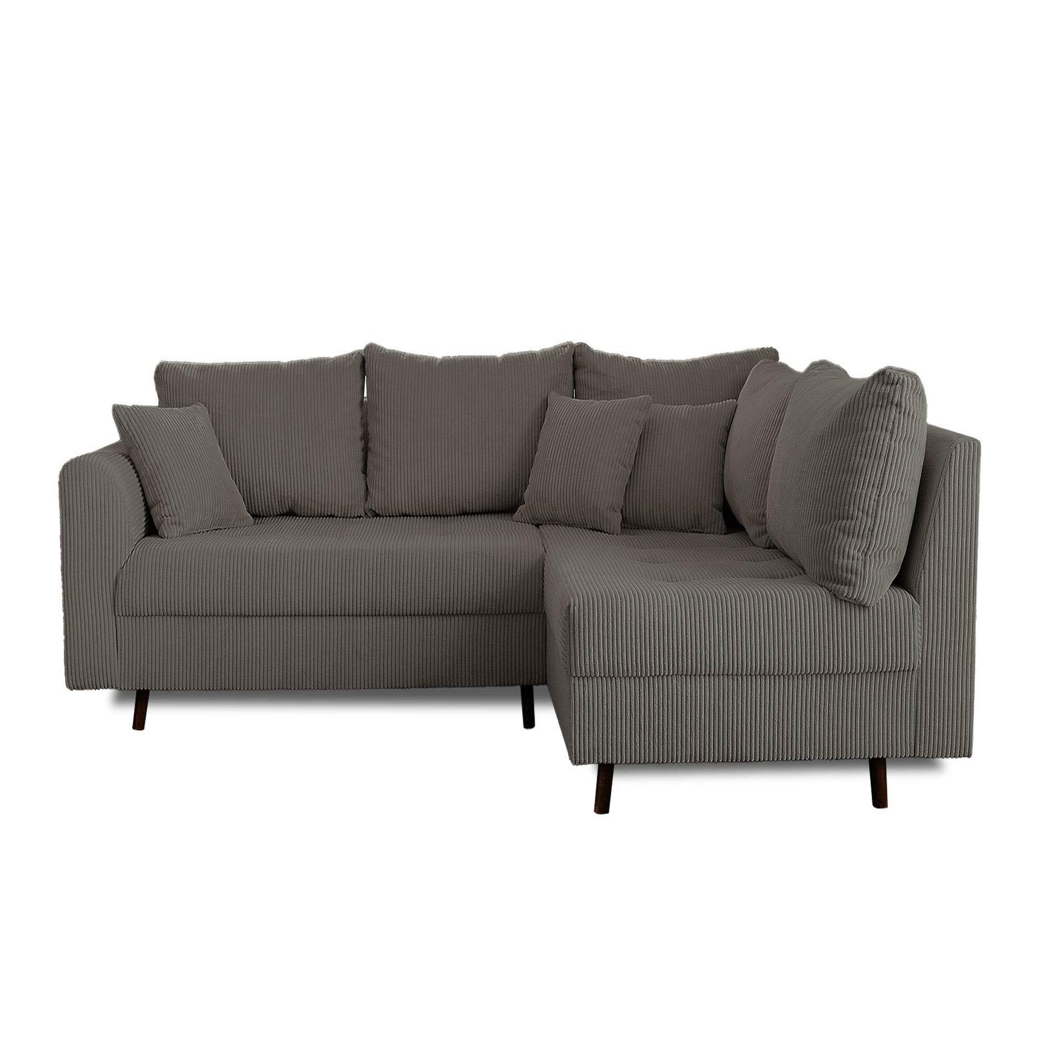 Voir la diapositive 1 : LISA DESIGN Rune - canapé d'angle droit - 4 places - avec pouf d'appoint - en velours côtelé