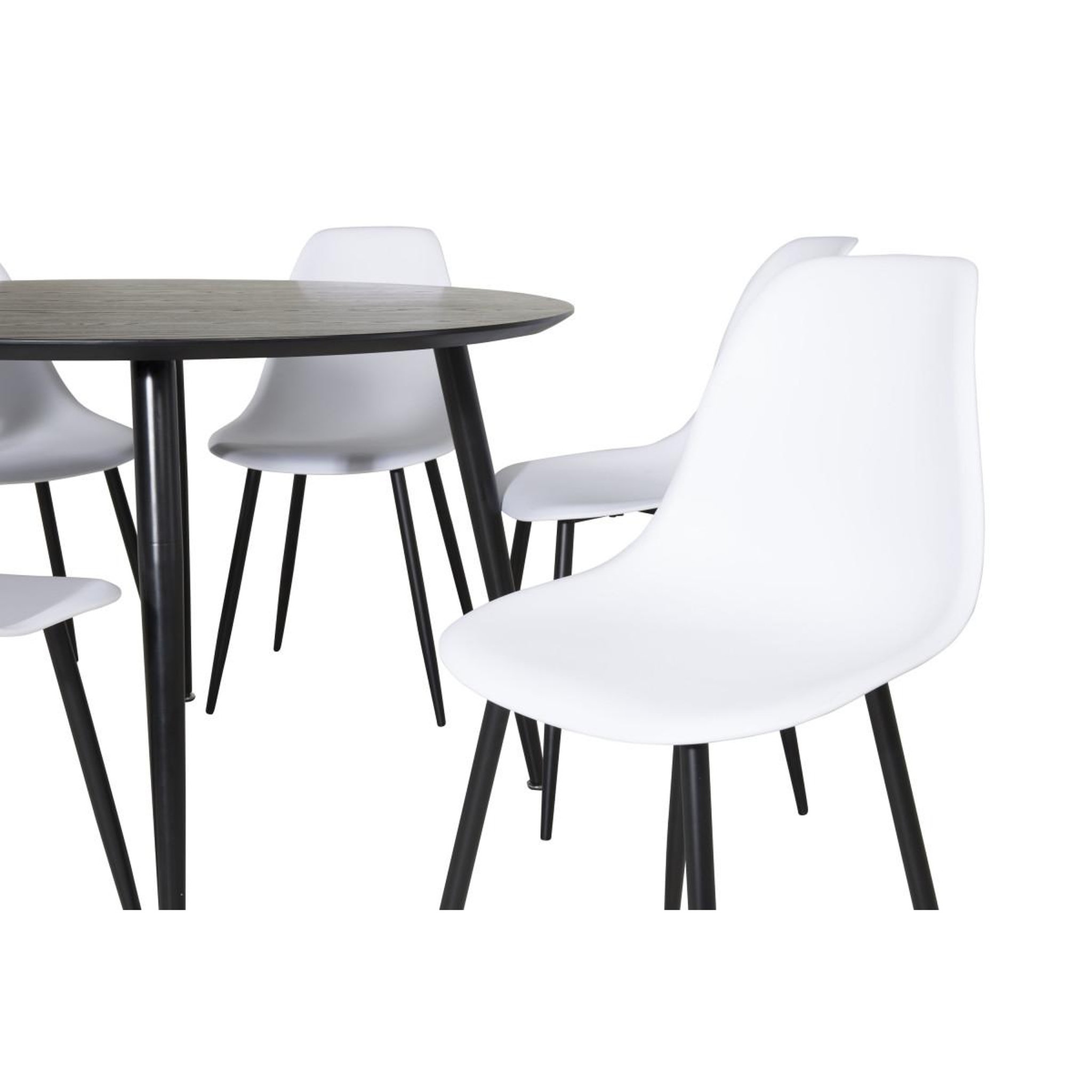 Voir la diapositive 2 : Paris Prix Ensemble table à manger & 6 chaises  dipp & polar  115cm noir & blanc