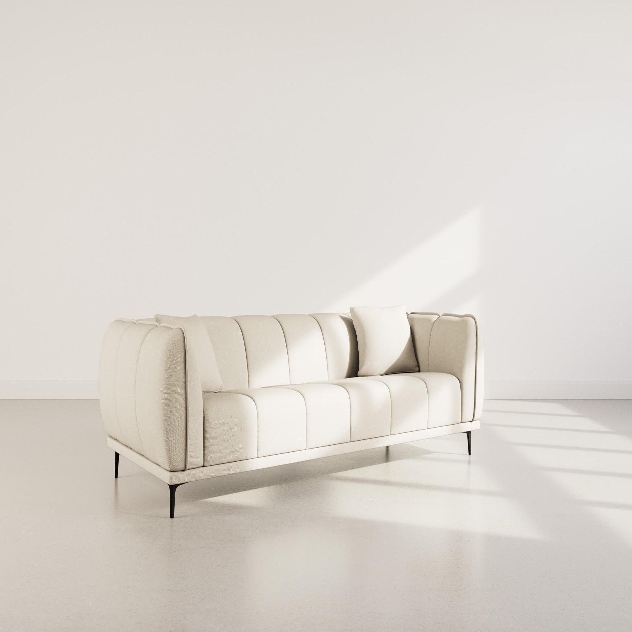 BEST MOBILIER Arsene - canapé droit 3 places en velours texturé. Coloris disponibles : Beige