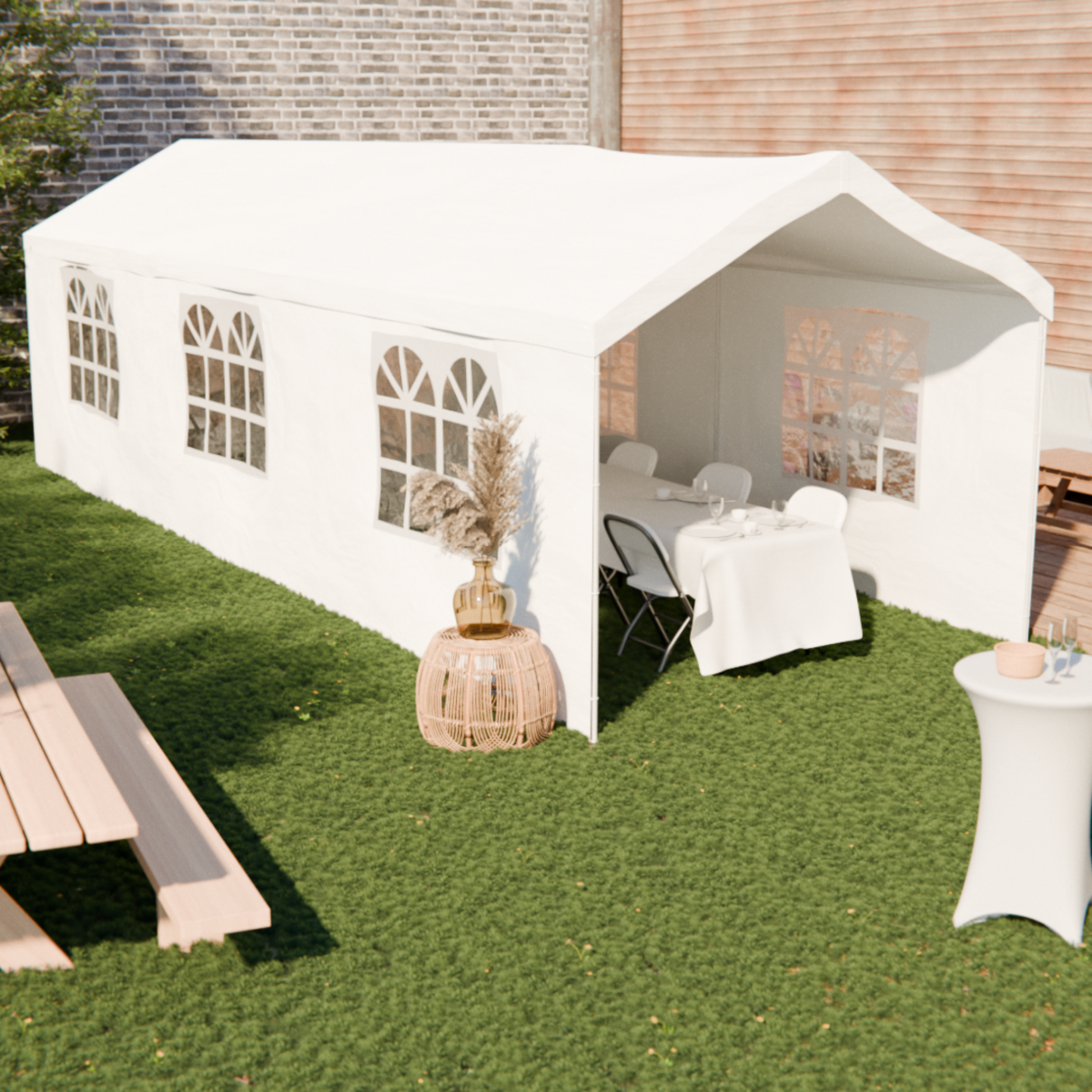 SWEEEK Tente de réception - Burdigala 3x9m -  Blanc. connecteurs métal. tente de jardin idéale pour réception à utiliser comme pavillon. chapiteau ou tonnelle