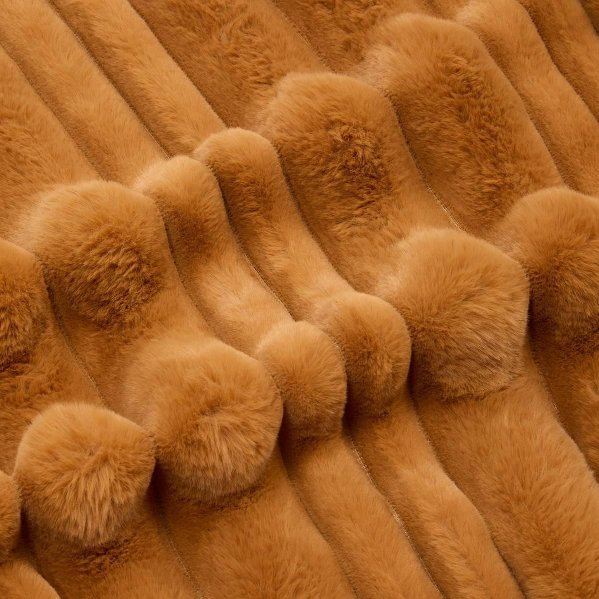 Voir la diapositive 3 : ATMOSPHERA Plaid imitation fourrure  coti  120x160cm cognac