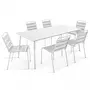 Ensemble table et 6 chaises en métal blanc