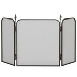 HOMCOM Pare-feu cheminée pliable 3 panneaux style médiéval - pare-étincelles 2 flèches métal maille noir