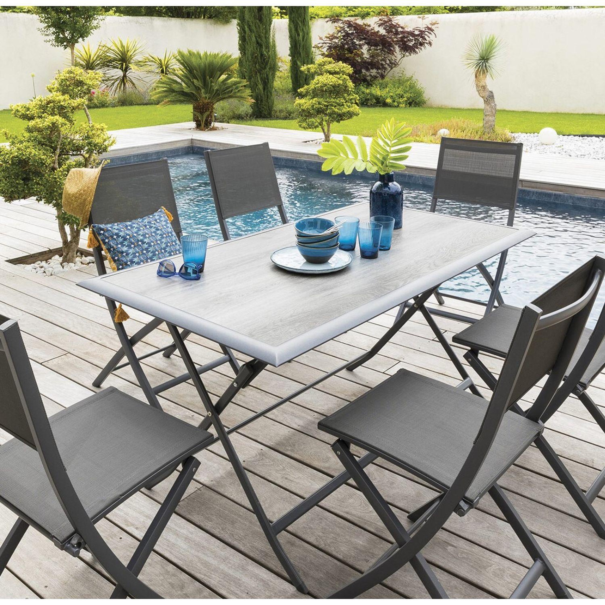 Voir la diapositive 2 : HESPERIDE Table de jardin pliante azua en aluminium