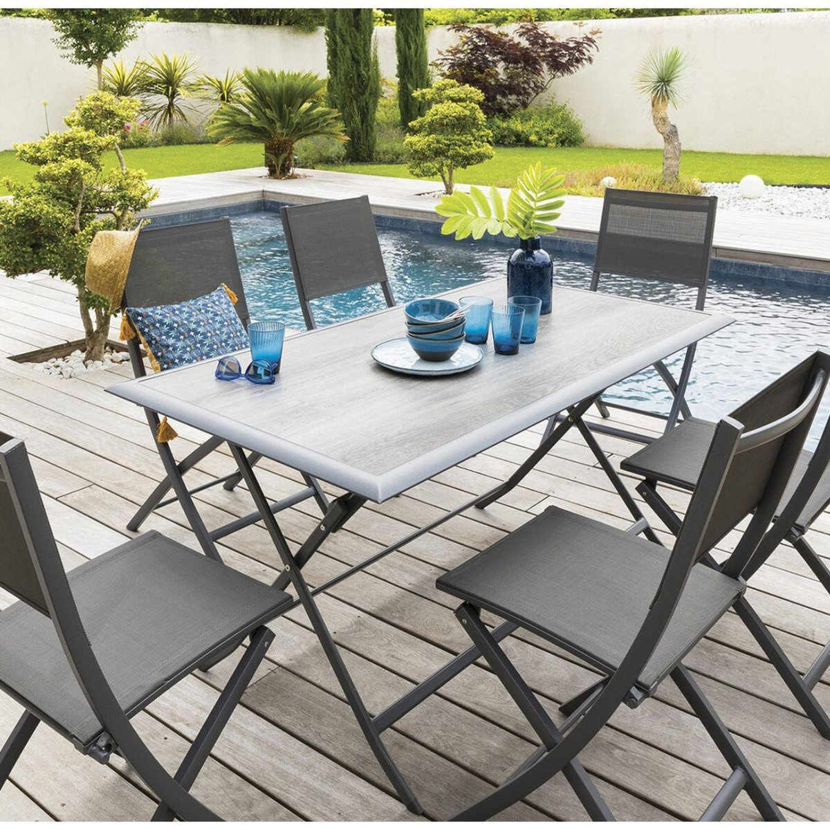 HESPERIDE Table de jardin pliante Azua en aluminium