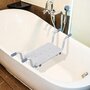 HOMCOM Siège de baignoire - siège de bain suspendu réglable - tabouret de salle de bain - dim. 71-81L x 22l x 18H cm - alu. HDPE blanc