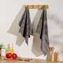 Voir la diapositive 3 : ATMOSPHERA Lot de 2 Torchons de Cuisine  Terry  45x70cm Gris