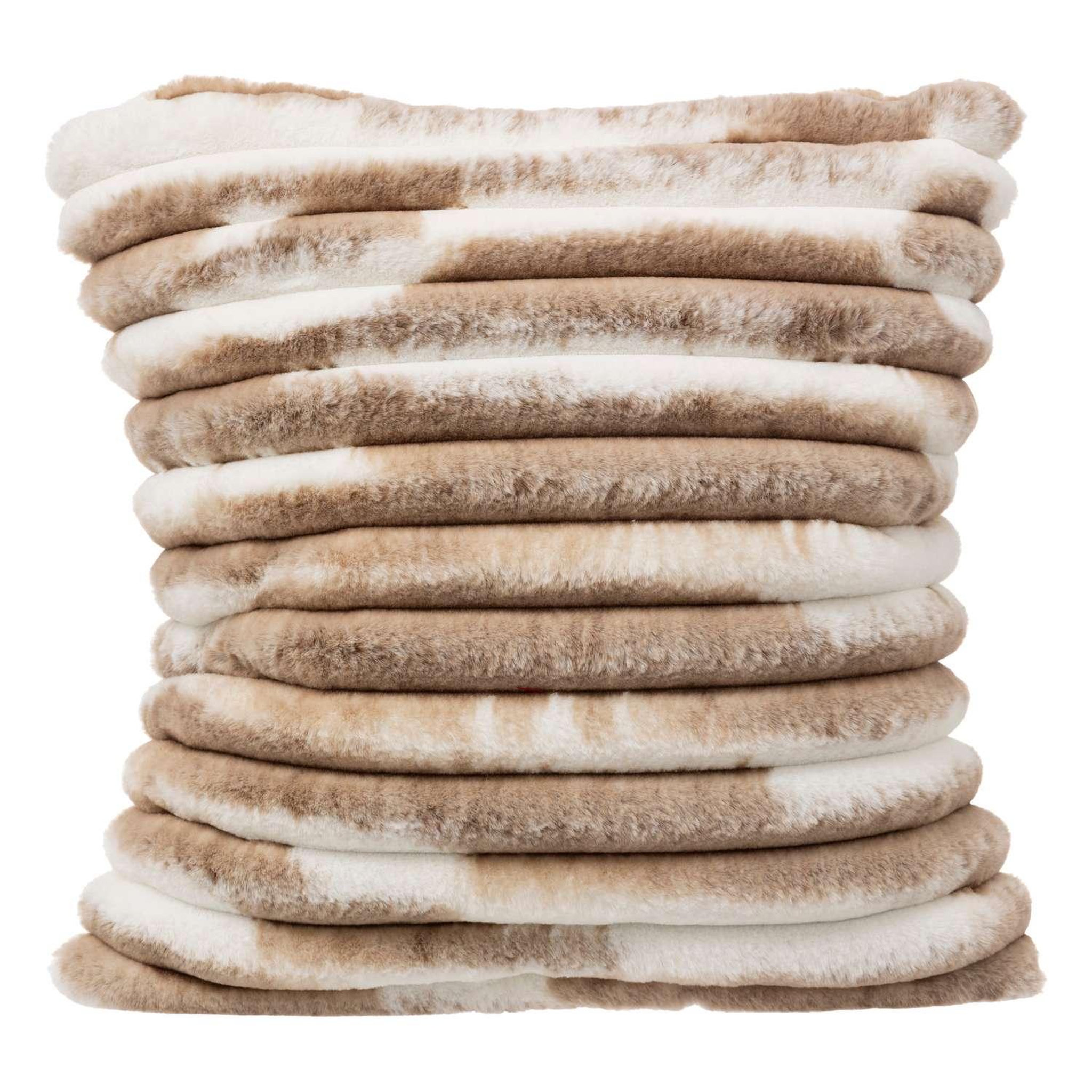 ATMOSPHERA Coussin avoriaz imitation fourrure - 40 x 40 cm - marron et blanc