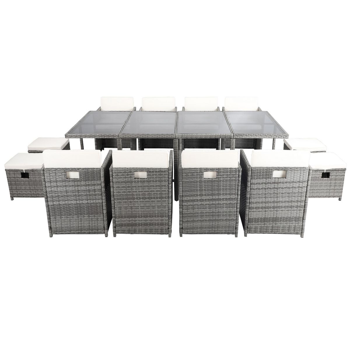 Beau rivage Salon repas de jardin en r&#xE9;sine tress&#xE9;e grise 10/12 personnes LAVEZZI