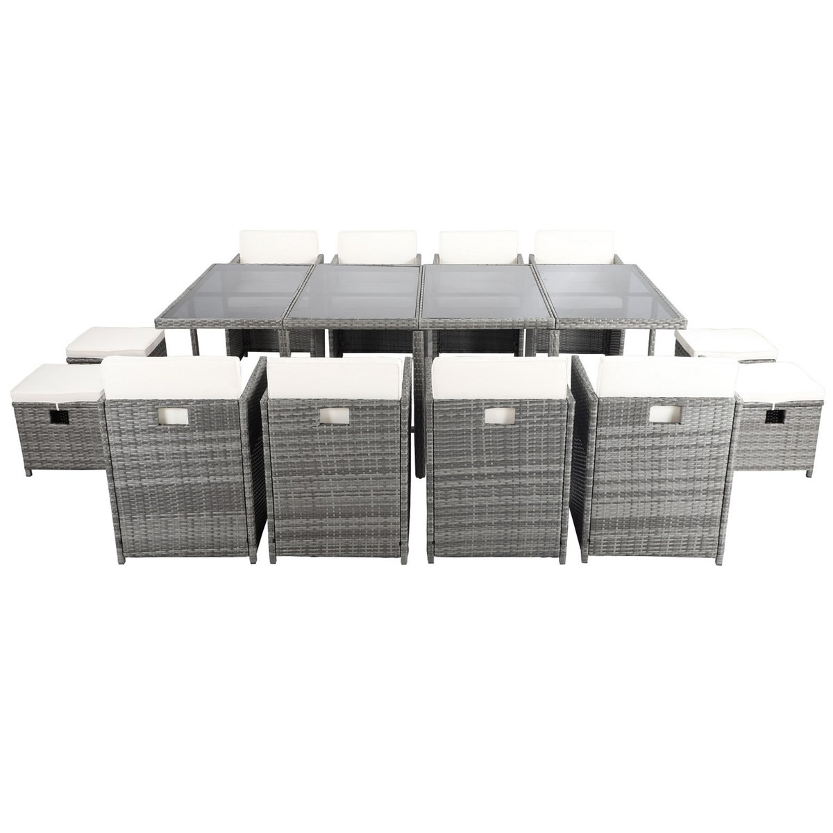 Beau rivage Salon repas de jardin en résine tressée grise 10/12 personnes LAVEZZI