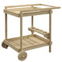 Voir la diapositive 1 : OUTSUNNY Desserte de jardin chariot pour plancha barbecue en bois avec poignée 2 plateaux et porte-bouteilles