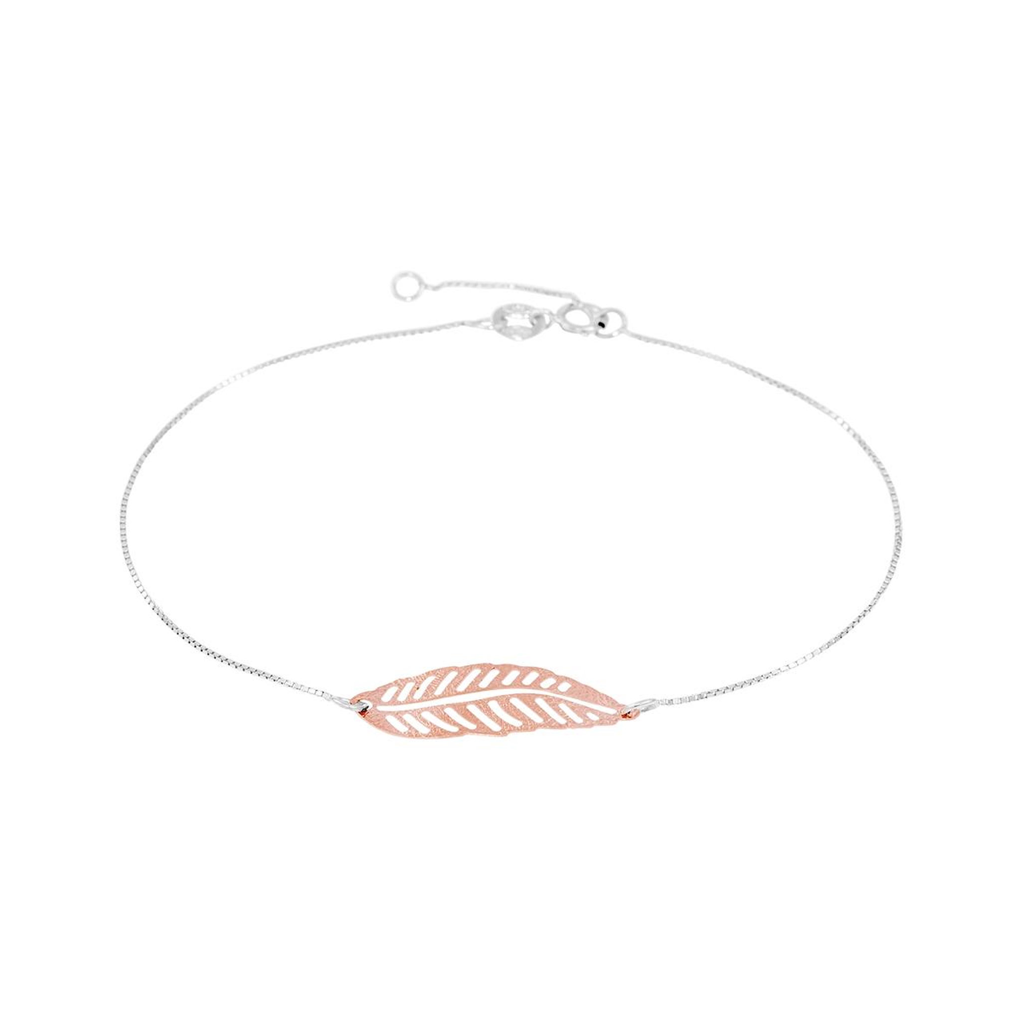 L'ATELIER D'AZUR Bracelet Or Bicolore Motif Feuille - Femme