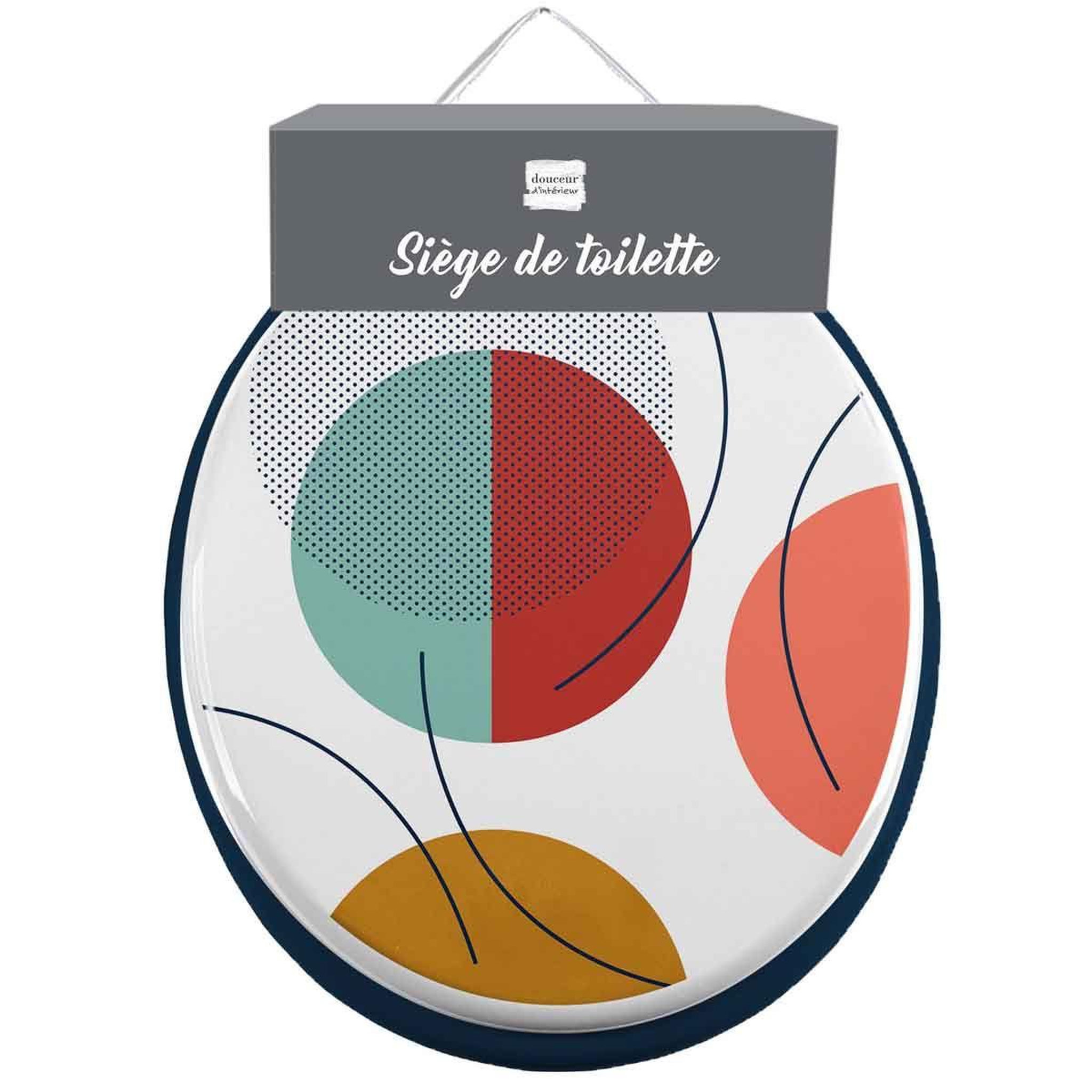 Voir la diapositive 2 : Douceur d'Intérieur Abattant wc imprimé  color pop  47cm bleu