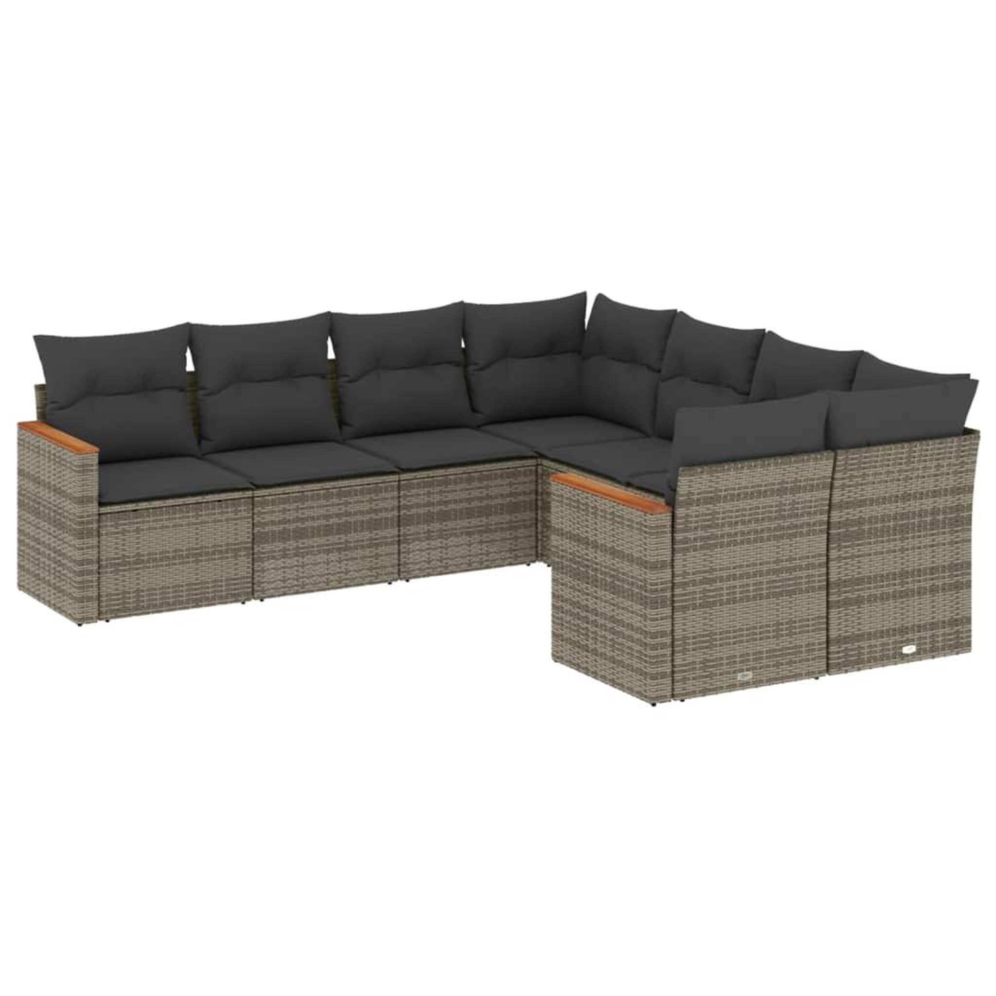 Voir la diapositive 2 : VIDAXL Salon de jardin 8 pcs avec coussins gris resine tressee