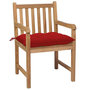 Voir la diapositive 3 : VIDAXL Chaises de jardin lot de 4 et coussins rouge bois teck solide