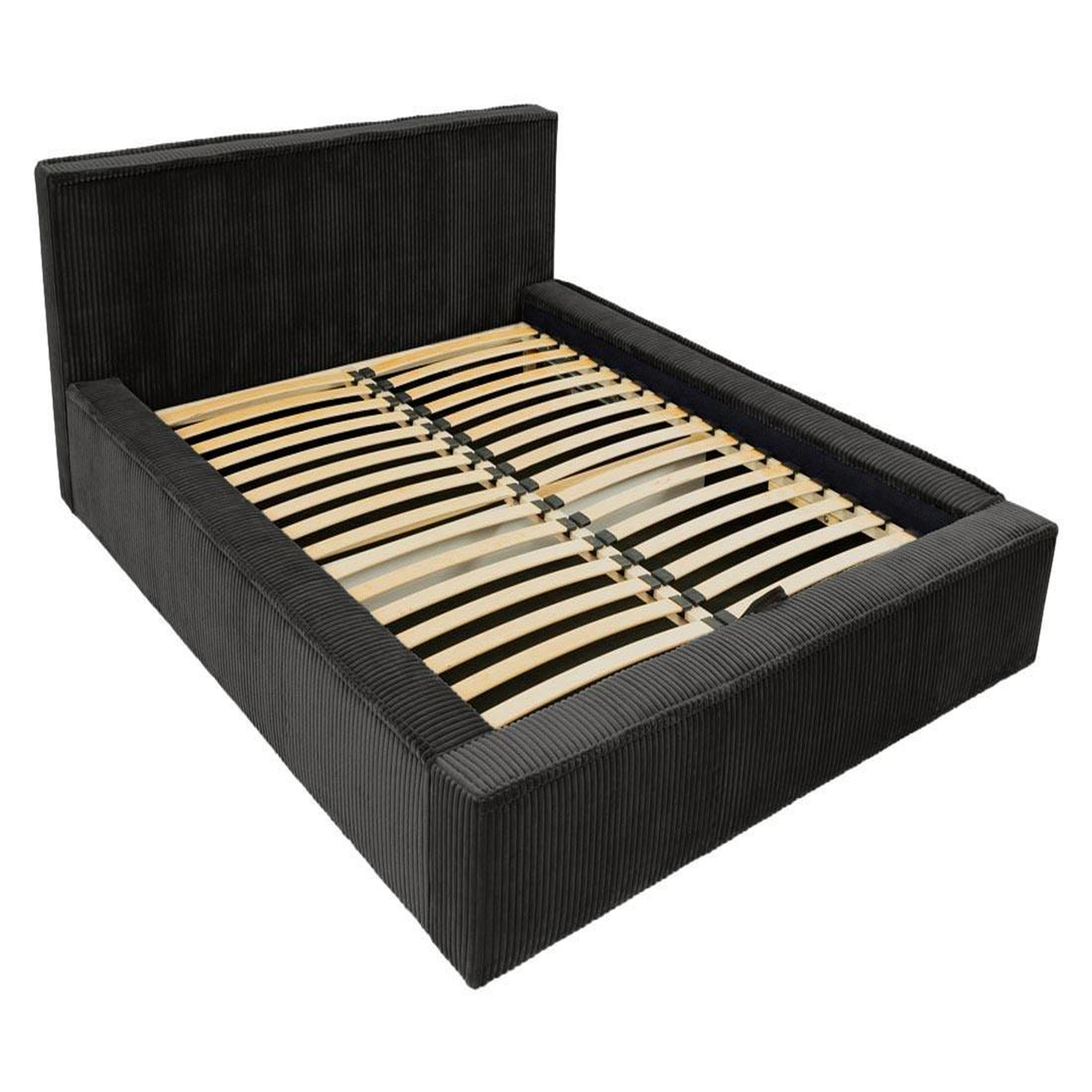 Voir la diapositive 3 : BEST MOBILIER Swan - lit coffre - 180x200 cm - sommier inclus - en velours côtelé grosses côtes