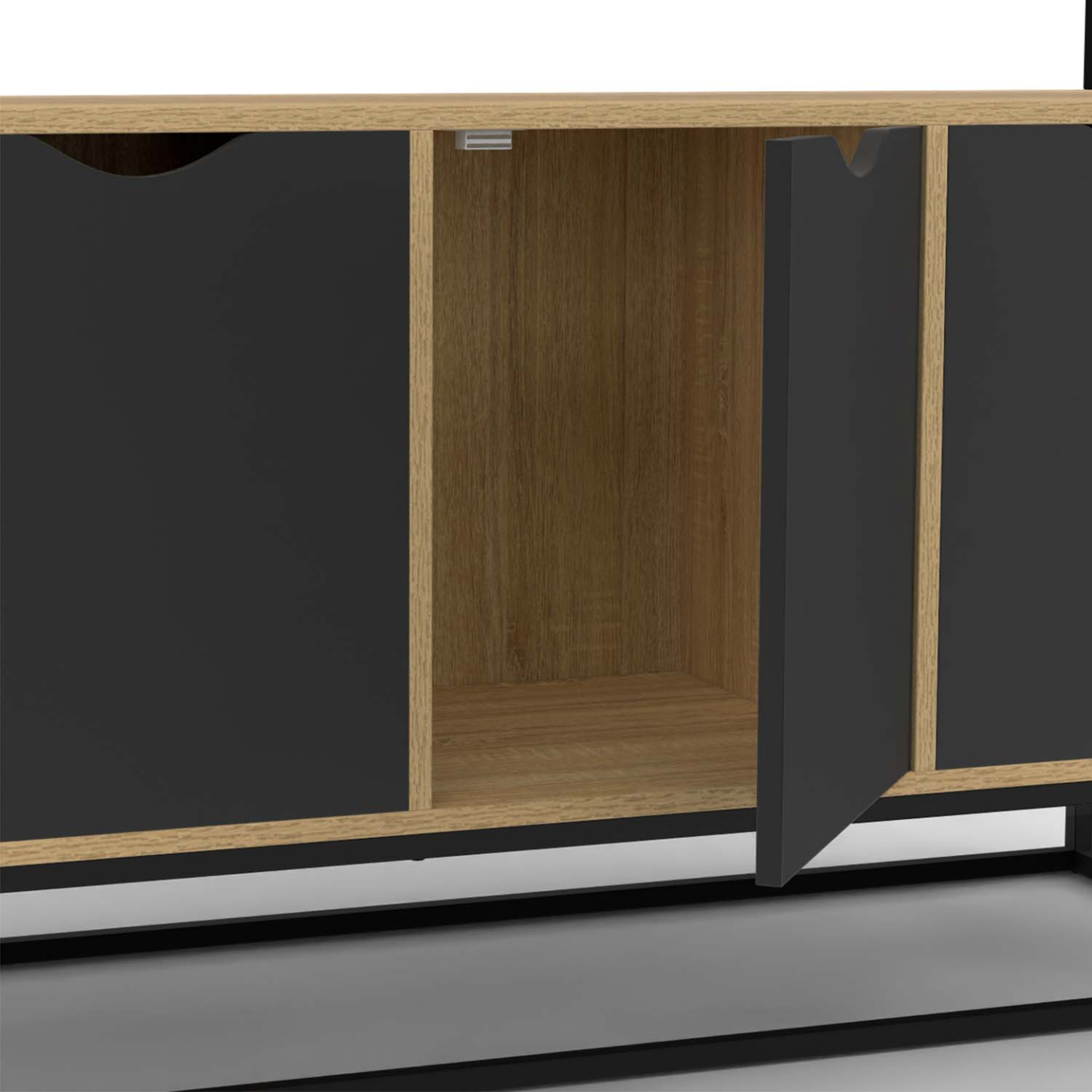 Voir la diapositive 6 : ID MARKET Buffet 140 cm BOSTON 4 portes noires design industriel