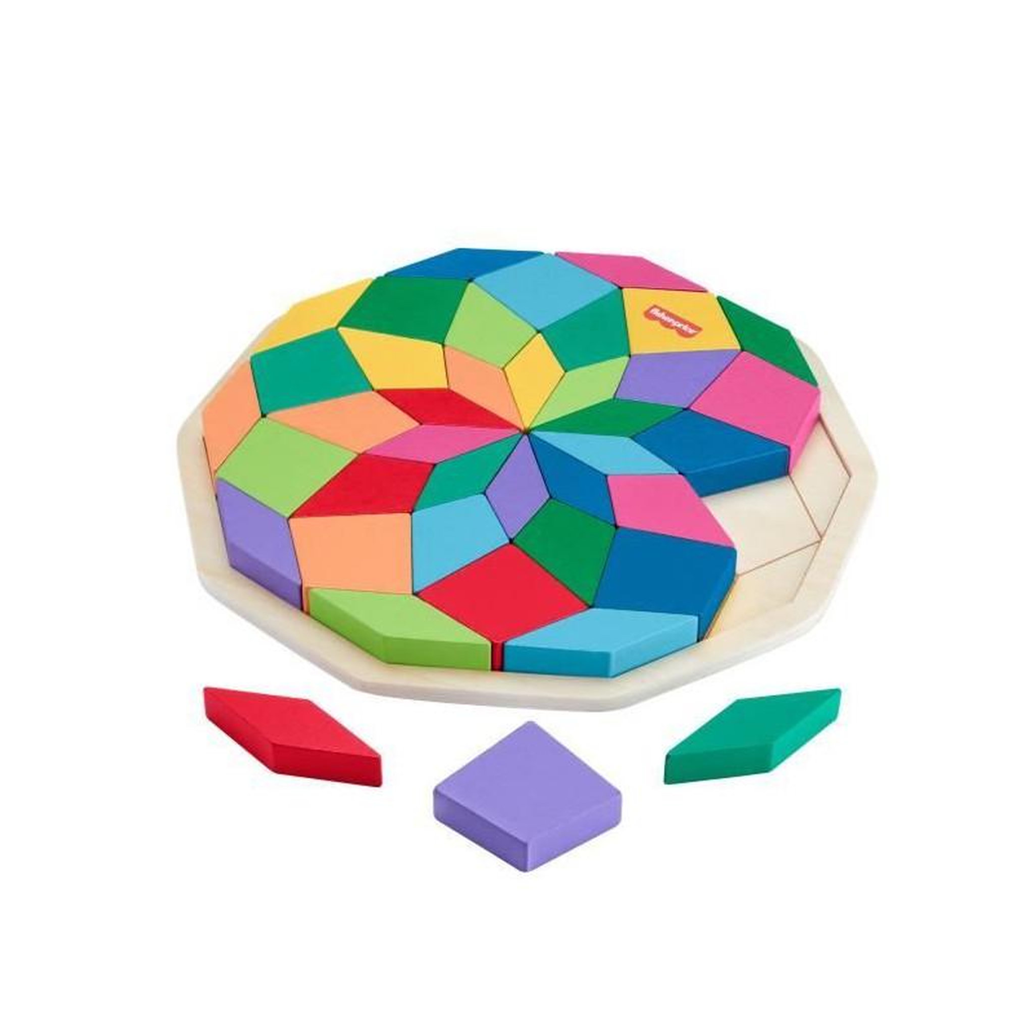 Voir la diapositive 6 : FISHER PRICE Puzzle 40 pièces Mandala bois motif géométrique – Puzzle enfant éducatif – Fisher-Price – HXT94