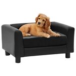 VIDAXL Canape pour chien Noir 60x43x30 cm Peluche et similicuir