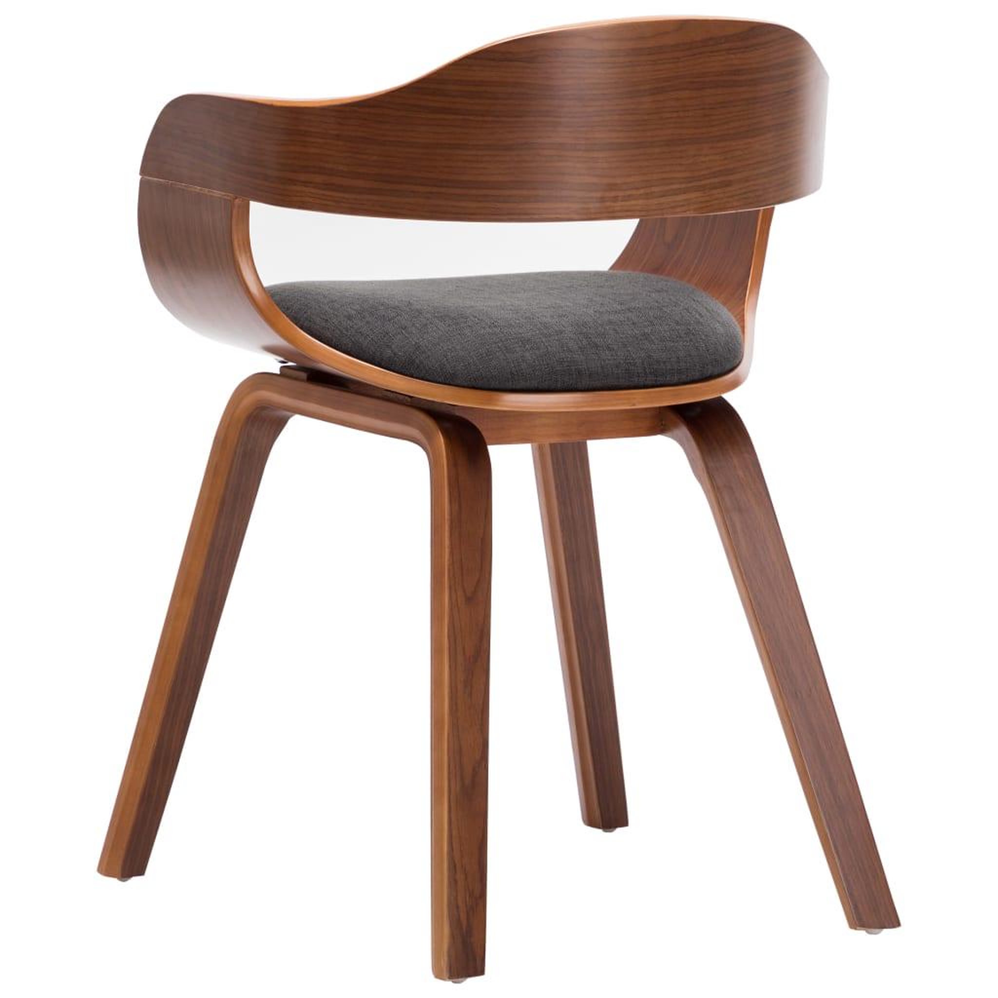 Voir la diapositive 4 : VIDAXL Chaise de salle a manger Gris fonce Tissu et bois courbe