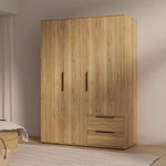 MARKET24 Armoire de chambre - Décor Chene - 3 portes battantes + 2 tiroirs - L144,4 x P59 x H200,1 cm - ORKNEY