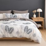 Home collection Parure housse de couette en polycoton Leafine. Coloris disponibles : Blanc