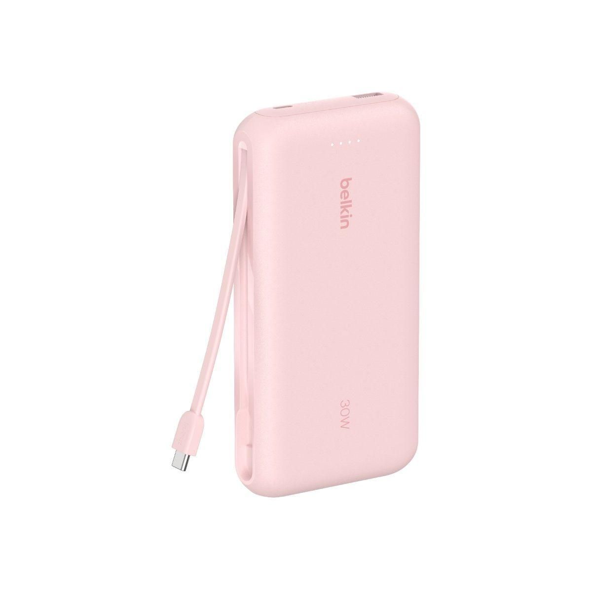 Belkin Batterie externe 20000 mAh avec cable USB-C intégre pink